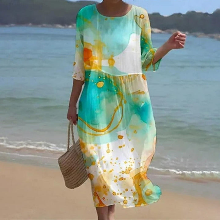 Ella™ -  Elegant Floral Dress with Tummy Coverage